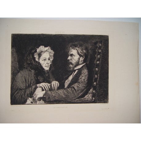 «La Consolation» sobre obra de Ferencz Paczka. Grabado por Ch. Waltner en 1877.