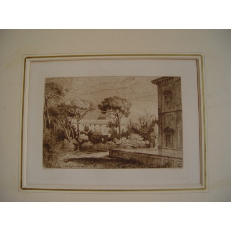 «Paisaje» grabado por L. Gaucherel (1816-1886) after Claude Lorrain.