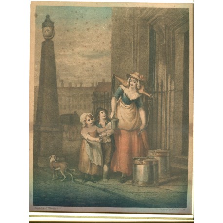 «Milk below  Maids» grabado por L. Schiavonetti sobre obra de F. Wheatley