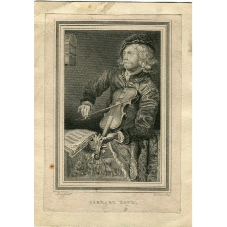 «Retrato de Gerard Dou» Grabado por Courier sobre obra de Ipse