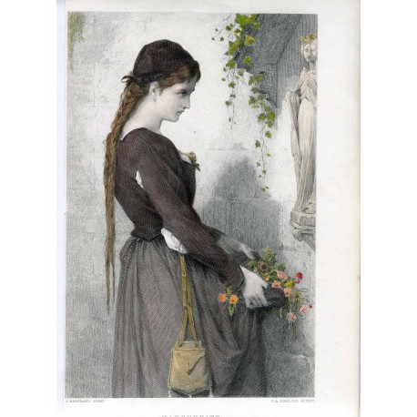 «Marguerite» grabado coloreado por C.A. Deblois en 1876  sobre obra de J. Bertrand