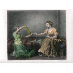 La bobinadora. a partir de obra de JL Hamon. Grabado por JC Thevenin (1868)