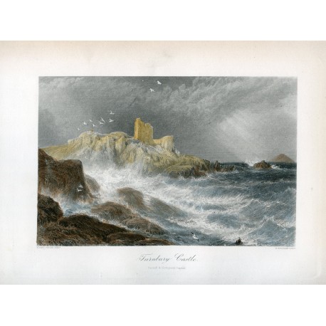 Escocia. «Turnbury Castle» grabado por S. Bradshaw sobre obra de Birket Foster.
