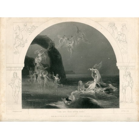 «Come unto these yellow sands» Litografía por T.A. Prior sobre obra de R. Hurkisson