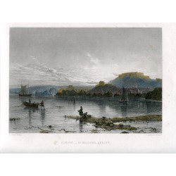 Inglaterra. Jersey. «Sunset St. Helliers» grabado en 1860 por J. Saddler sobre obra de A. Clint