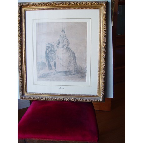 «D. Margarita de Austria» Grabado original de Goya sobre obra de Velazquez