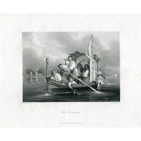 Italia. Nápoles. «The Excursion» grabado por A.H.Payne