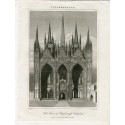 West front of Peterborough Cathedral. grabado por J. Chapman sobre obra de J. Carter