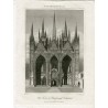 West front of Peterborough Cathedral. grabado por J. Chapman sobre obra de J. Carter