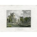 Gallois. "Intérieur du château de Chepstow" Monmouthshire. Gravure d'après le travail de CV Fielding par W. Woolnoth