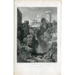Italia. «Castle of Nepi» Grabado por James B. Allen dibujado por J.D. Harding en 1831