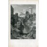 Italia. Castle of Nepi. Grabado por James B. Allen dibujado por J.D. Harding en 1831