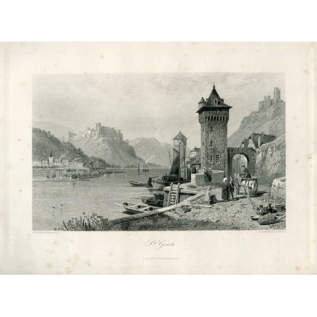 «St. Goar» Grabado por J. Outhwaitte sobre obra de T.L.Rowbotham