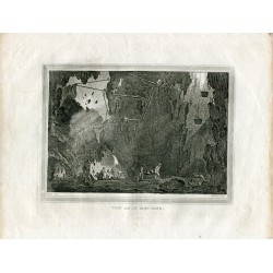 «View of an iron mine» grabado por Heath sobre obra de Conrard Martín Metz en 1785
