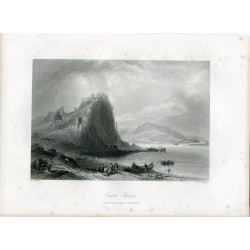 Hungria. «Castle Theban» grabado por J.C. Armytage en 1842 sobre obra de W.H. Barlett