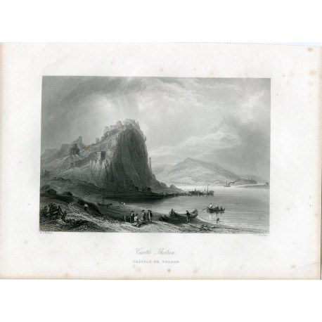 Hungria. «Castle Theban» grabado por J.C. Armytage en 1842 sobre obra de W.H. Barlett