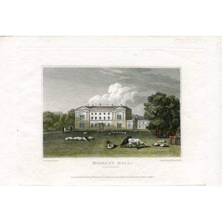 «Moseley Hall' Worcestershire grabado por W.Radcliffe sobre obra de J.P. Neale