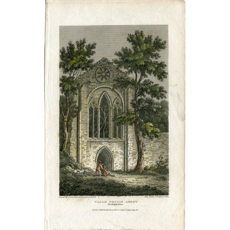 «Valle Crusis Abbey » Denbighshire grabado por J. Storer sobre un dibujo de E.Pratt en 1810