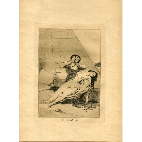 FRANCISCO DE GOYA «Tántalo» Grabado original nº 9 de los Caprichos. Calcografía Nacional.