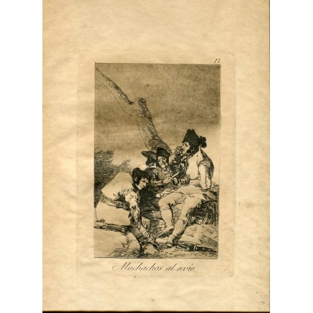 FRANCISCO DE GOYA «Muchachos al avío» Grabado original nº 11 de los Caprichos.  Calcografía Nacional.