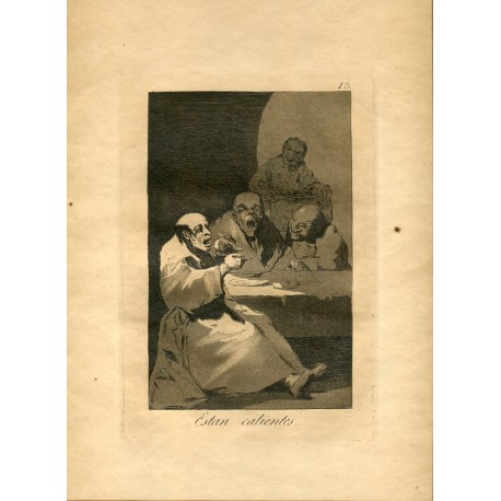 FRANCISCO DE GOYA «Están calientes» Grabado original nº 13 de los Caprichos.  Calcografía Nacional.