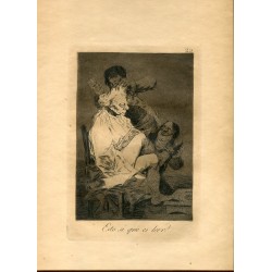 FRANCISCO DE GOYA «Eso si que es leer» Grabado original nº 29 de los Caprichos. Calcografía Nacional.