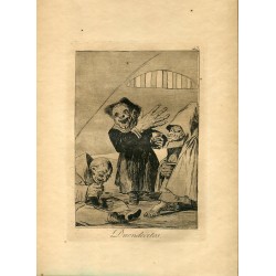 FRANCISCO DE GOYA «Duendecitos» Grabado original nº 49 de los Caprichos. Calcografía Nacional.