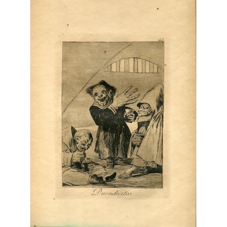 FRANCISCO DE GOYA «Duendecitos» Grabado original nº 49 de los Caprichos. Calcografía Nacional.